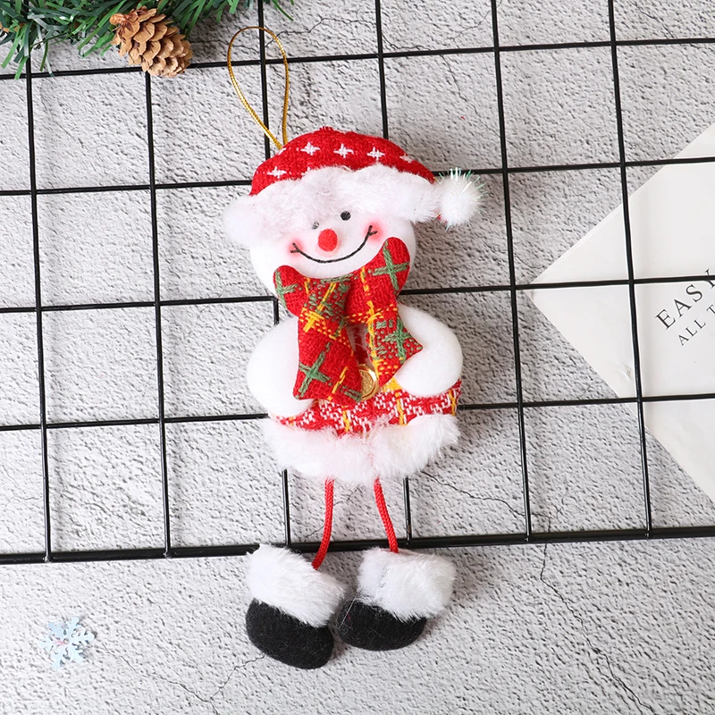 A Snowman Cute Christmas Doll Long Leg Santa Clause Snowman Elk Ornament Christmas Tree Hang Pendant Kids Toy Christmas Decor for Home - Цвет: A Snowman