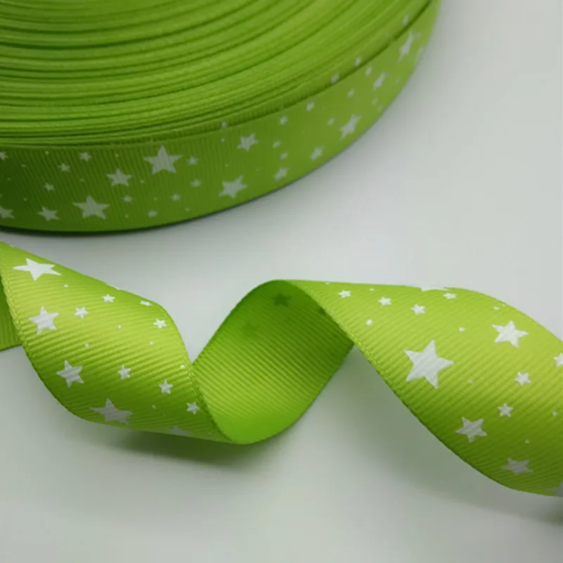 Новые DIY 5 ярдов " 25 мм 38 мм Печатные корсажные ленты остроконечные звезды разноцветные волосы лук - Цвет: Green
