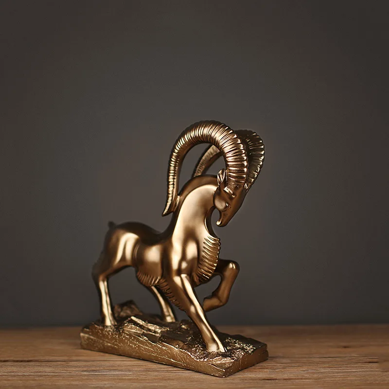 Винтажная статуя из каучука дикой козы гора с абстрактным рисунком рог ОЗУ