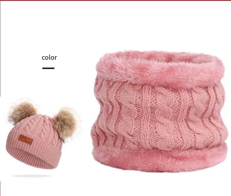 Новые зимние шляпы для мальчиков и девочек, вязаные шапки бини шапки из толстой ткани для малышей(cимпатичный пушистый шарик Кепки для детей ясельного возраста теплая Кепка для мальчиков, девочек, помпоны, тёплая шапка