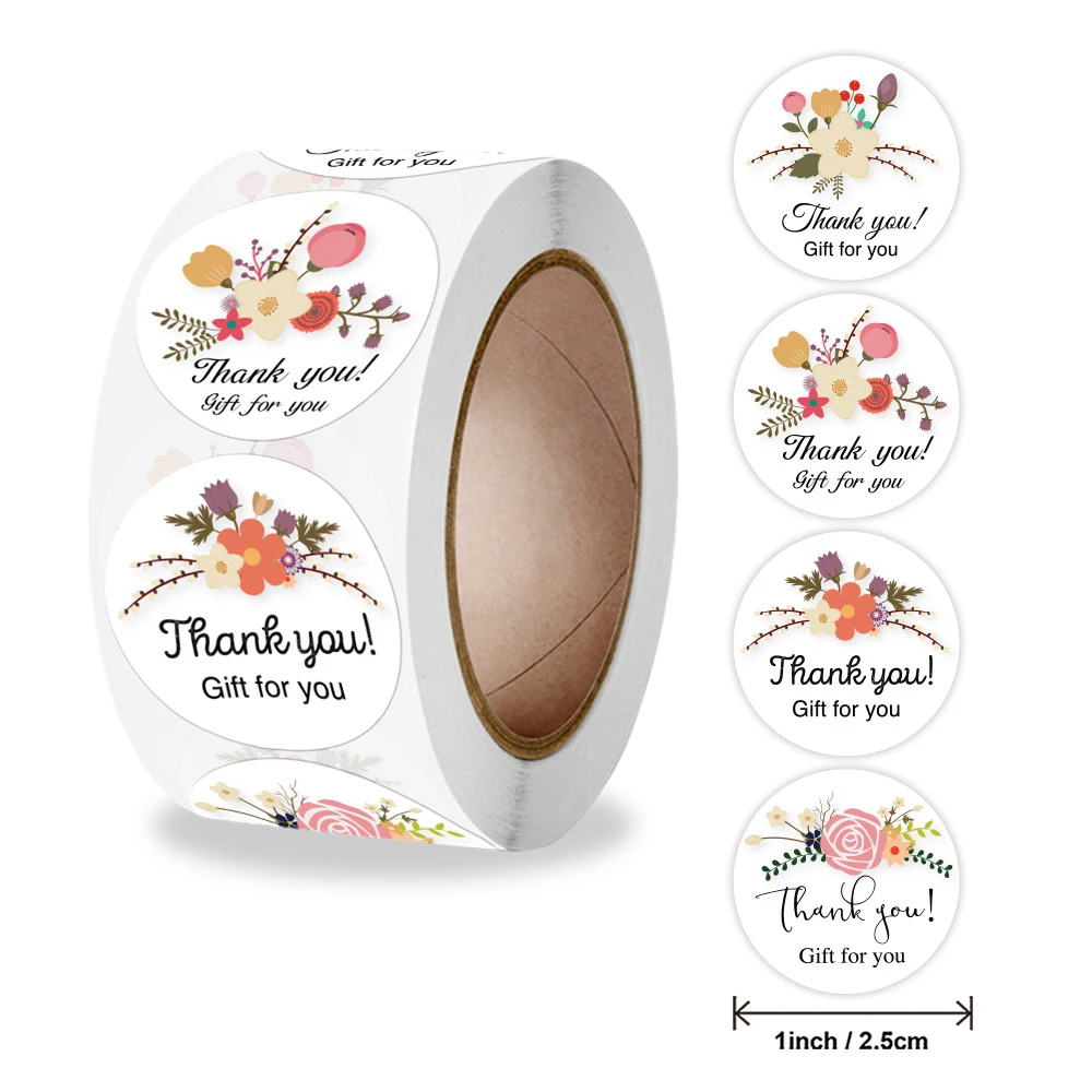 Thank You Stickers Labels Seals Thank You for Supporting My Small Business Stickers Roll Round Kraft Pink Black Labels For Shop 