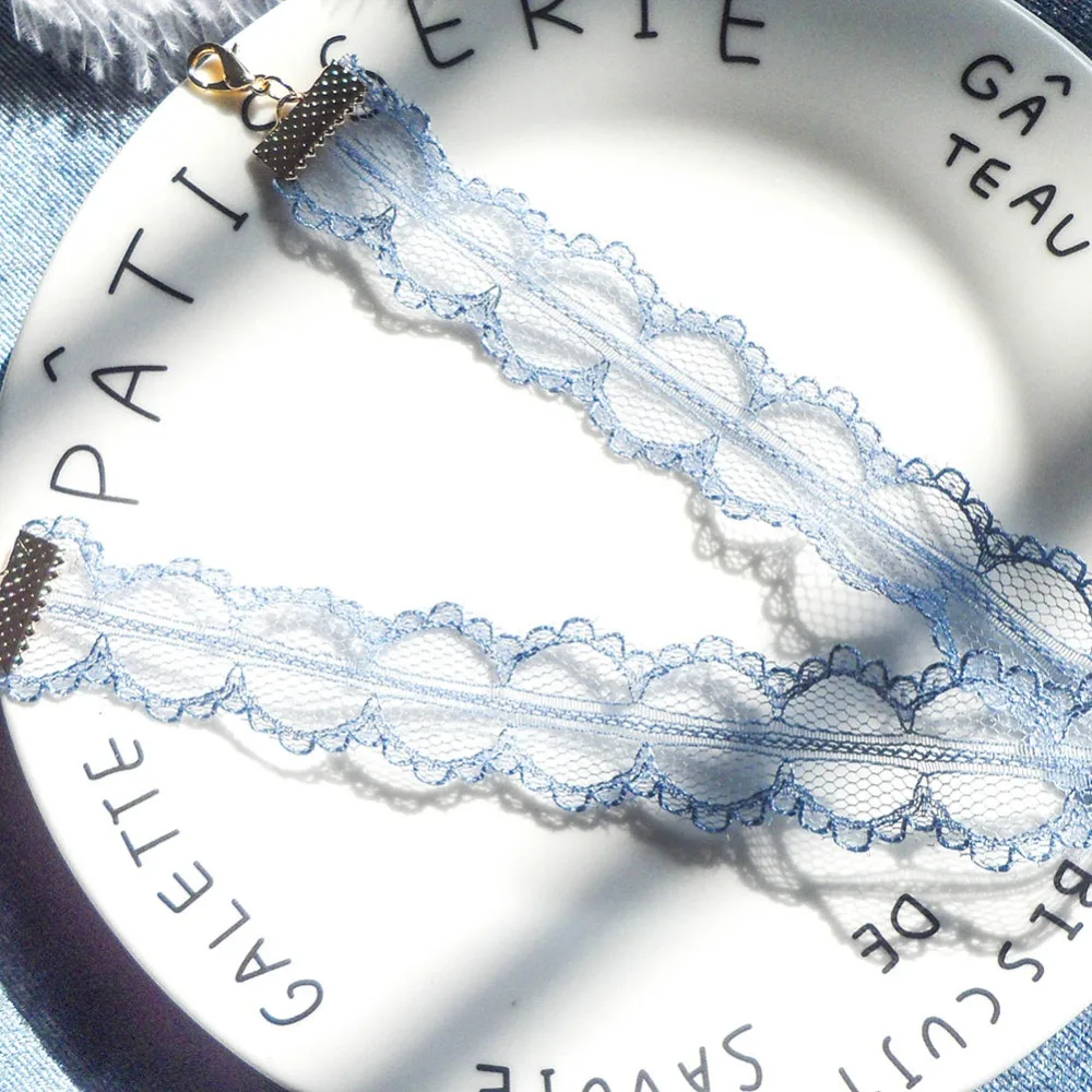 Himmelblau Korea Glanz Stern/Quadrat/Erde Spitze Samt Welle Halskette Kurze Schlüsselbein Kette Für Mädchen Nette Frau pendent Schmuck – Detail 9