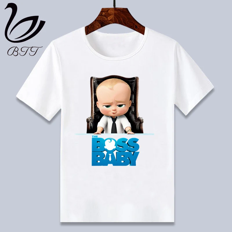 Забавная футболка для мальчиков с героями мультфильма «Boss Baby»; Футболка с принтом; дизайнерские Детские футболки; детская одежда с короткими рукавами - Цвет: B