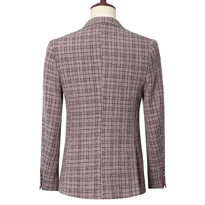 Grid color men smart casual 3-piece set suits sets Slim Fit Blazers+Pants+Vest wedding sets mens formal Coat+Trousers +Waistcoat