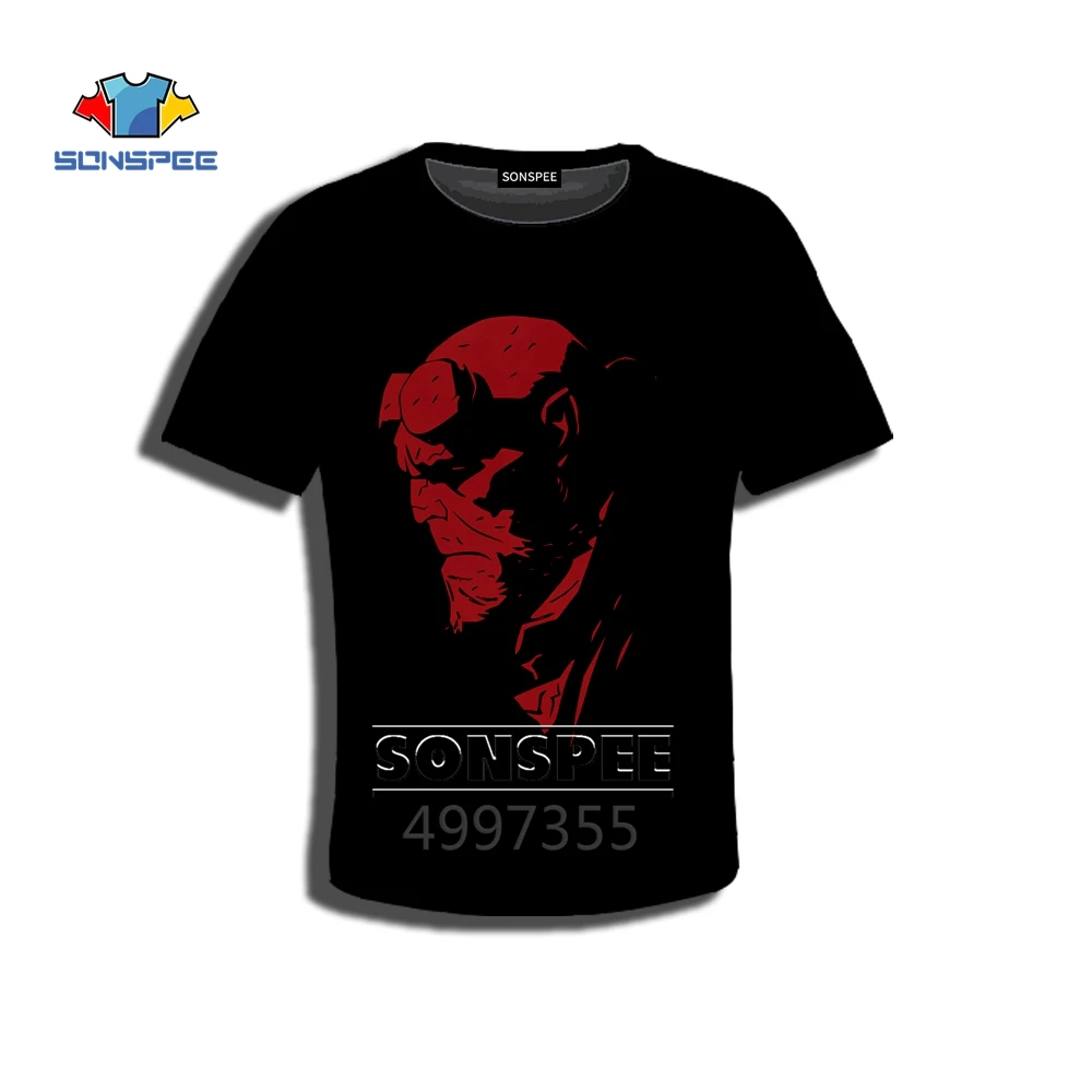 Футболка в стиле Харадзюку С Логотипом SONSPEE Son of Satan Hellboy, толстовка с капюшоном и 3d принтом, детская одежда в стиле хип-хоп для мальчиков и девочек-подростков X273 - Цвет: 1