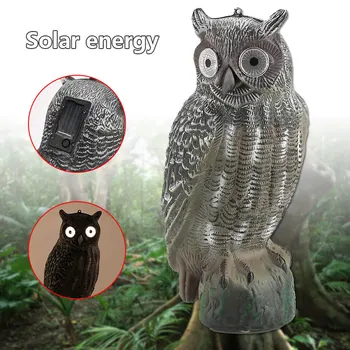 

Repellent Bird Solar Energy PE Scarecrow Crops From Pest Decor Owl Decoy Hunting Decoy Outdoors Yard Tree Creative Realistic