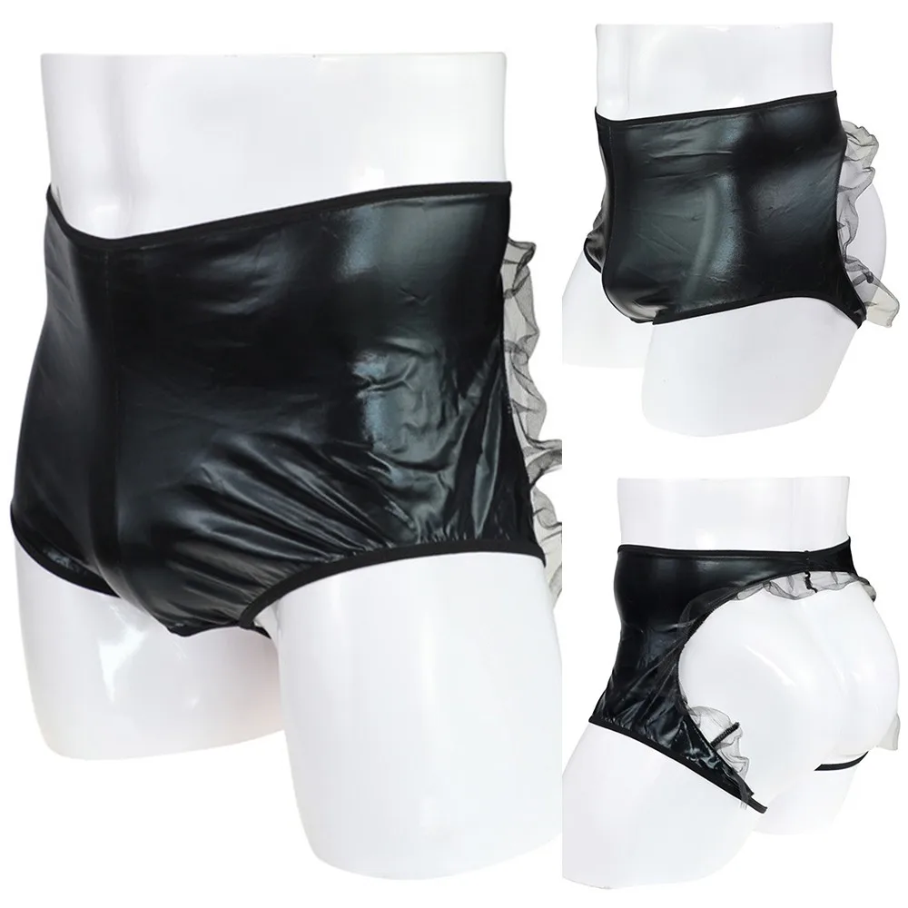 Alvivi Mens Open Crotch Open Butts Jockstrap Sissy Symmetrical Halves Boxer Briefs Underwear 