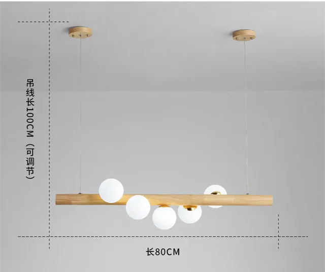 Деревянный белый стеклянный шар, светодиодные подвесные светильники для столовой, подвесной светильник G4, лампа для кофейни, бара, подвесной светильник для дома, скандинавский светильник - Цвет корпуса: 5 heads