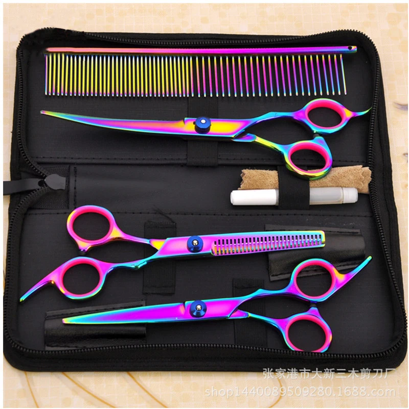 

7 Inch Hair Scissors Hairdressing Cutting Styling Tool Stainless Steel Thinning Scissors Professional Grooming Kit