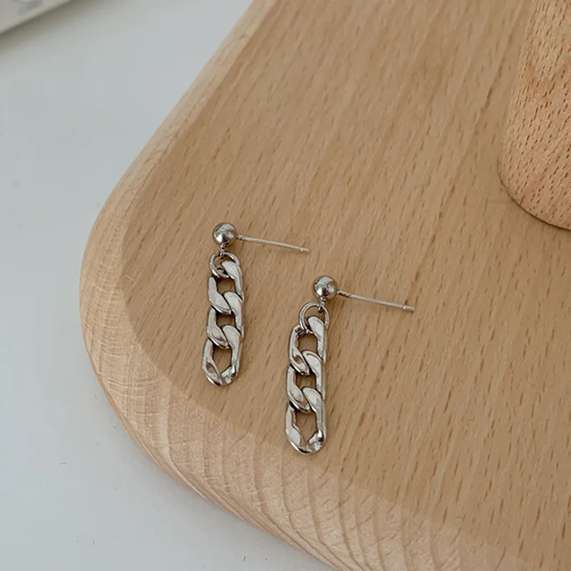 Серьги в европейском стиле S925 хип хоп с цепью виде холодного ветра женские серьги