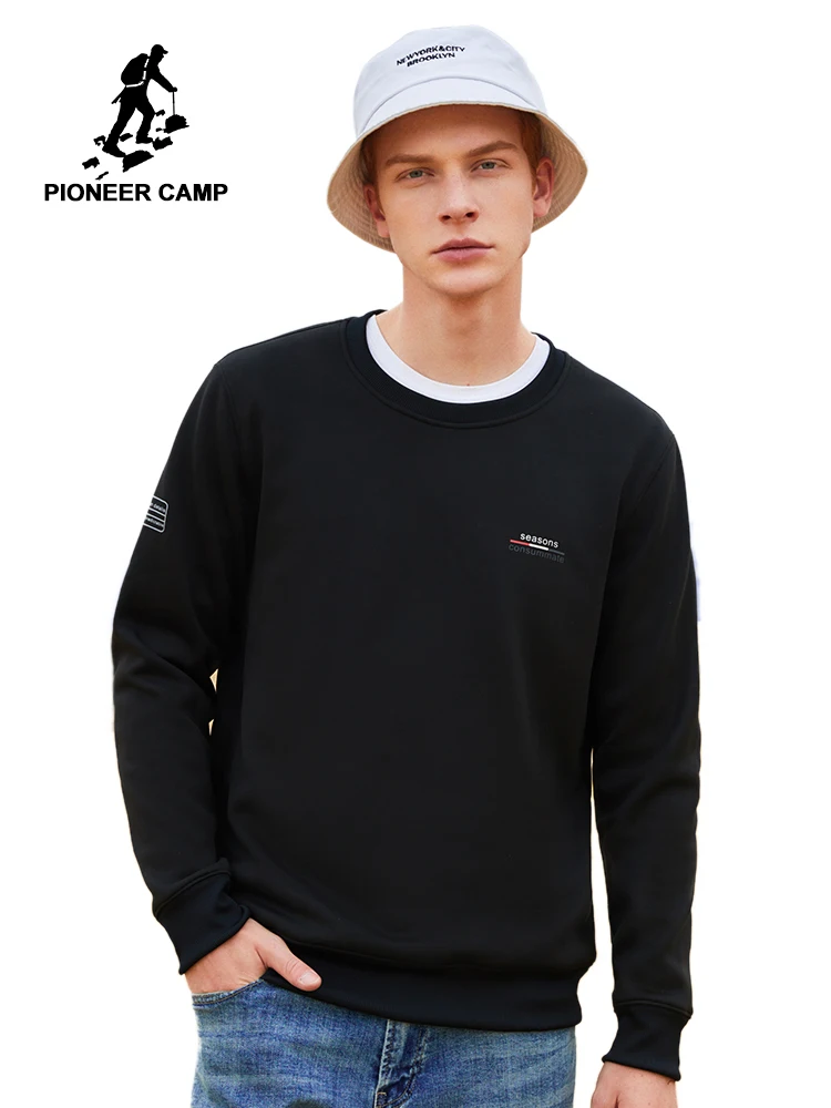  Pioneer Camp Autumn Hoodies for Men New Causal Black Basic O-neck Long Sleeve Sweatshirts for Male 