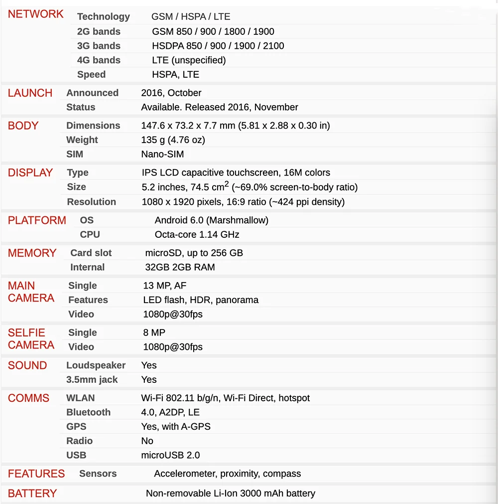 Разблокированный LG U F820 F820U Восьмиядерный 5,2 дюймов 2 Гб ОЗУ 32 Гб ПЗУ 13,0 МП 4G WIFi мобильный телефон