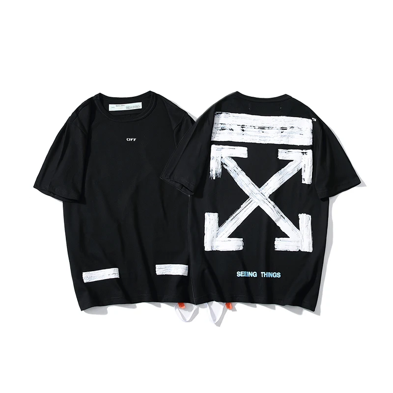 

19SS OFF-WHITE OW Basic Doodle Sketch Bubble Arrow Short Sleeve Men's Woman T-Shirt 100% Cotton Hip Hop Tshirt Streetwear