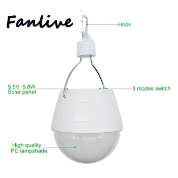 

10pcs New Light Control Solar Emergency Bulb 3W Solar Power Light 3 Modes for Outdoors Camping Light Tent Solar Lamp 10pcs