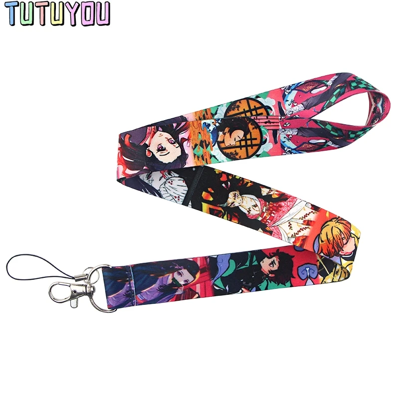 PC527 мультяшный демон убийца Kimetsu No Yaiba Lanyards ID бейдж держатель ID карты пропуск мобильный телефон ремешки бейдж держатель для ключей брелок