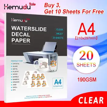 

A4 Transfer Paper,Inkjet Water Slide Decal paper Clear Transparent Printing Paper 190gsm 20sheets Clear Waterslide Decal Paper
