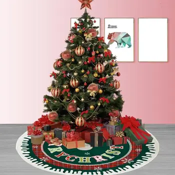 

Xmas Floor Mat Cover Home Party Decor Fashion Christmas Tree Skirt Linen Carpet Floor Mat Cover New Year Festival Supplies