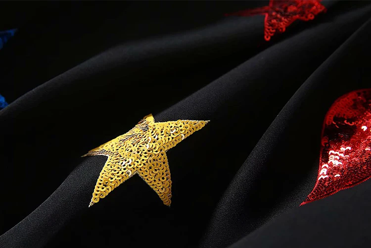 MoaaYina Fashion Designer dress Spring Autumn Women's Dress Long sleeve Pentagram Sequin Runway Dresses