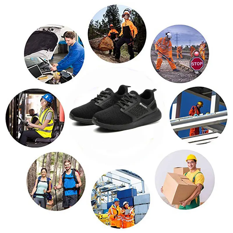 SUADEEX Unisex Men Women Safety Shoes Steel Toe Puncture Proof Work Shoes Lightweight Outdoor Breathable Construction Boots Men
