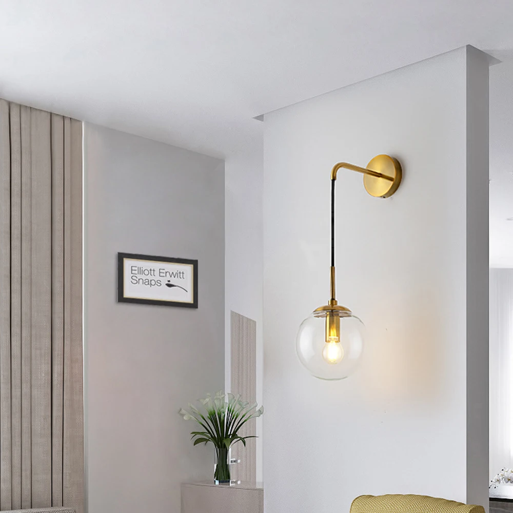 Moderno do Vintage Conduziu a Lâmpada de Parede Espelho do Banheiro ao Lado Nórdico Redonda Bola Vidro Lâmpadas Interior Americano Retro Arandela Luz 5 Cheap Luminárias de parede