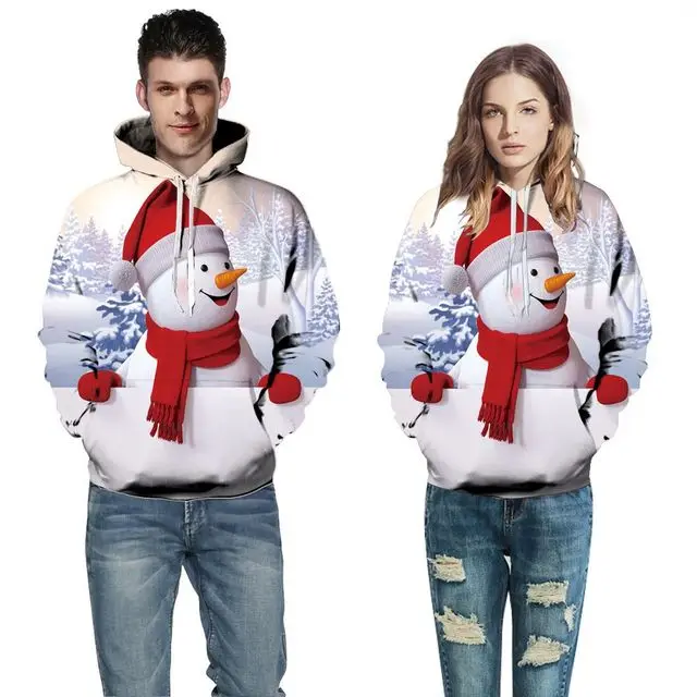 Рождественский Для мужчин Для женщин с рисунками "влюбленные пары Скейтбординг толстовки 3D с длинными рукавами и принтом на завязках пуловеры, спортивная одежда, толстовка с капюшоном - Color: QL-6133