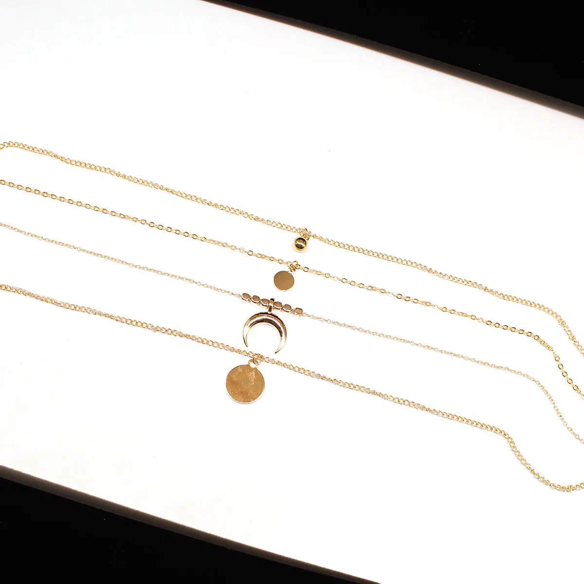 Индивидуальное многослойное ожерелье с кулоном в виде Луны золотого и серебряного цвета круглые Блестки из бисера ключицы ожерелья цепи для женщин XL548