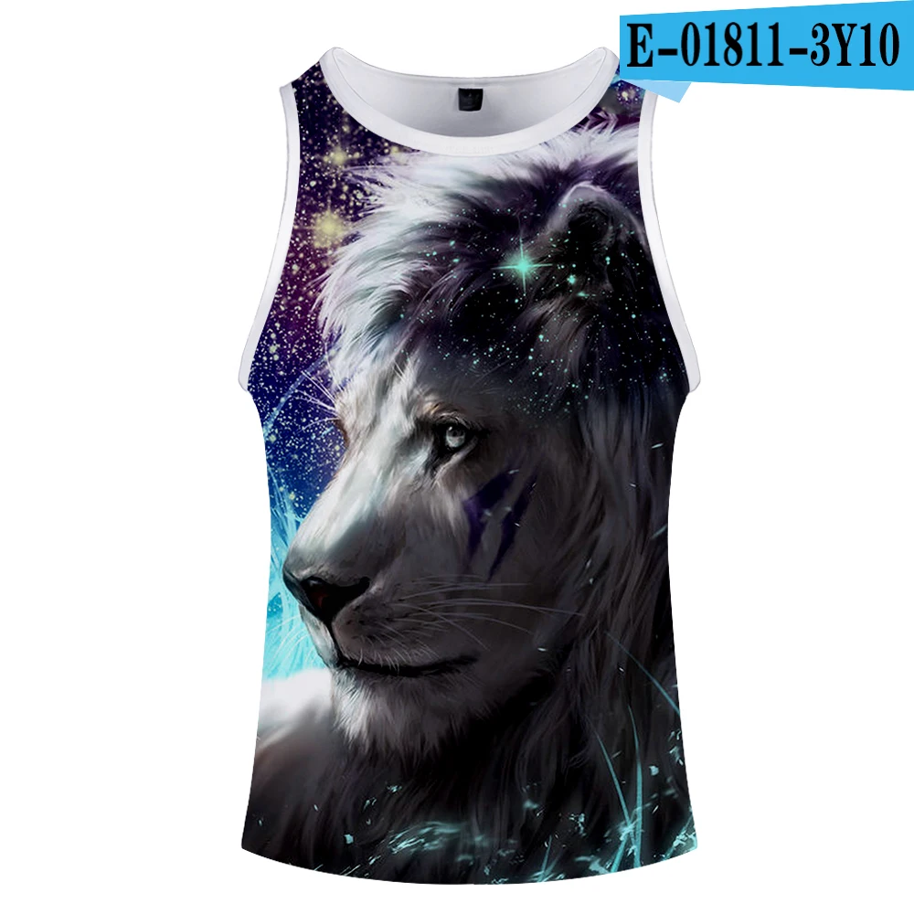 9 Summer Fashion Hip Hop Cartoon King Lion Costume Printed 3d Bodybuilding Tank Tops Sleeveless Men Women Clothing Fitness 3D Vest - Цвет: 9