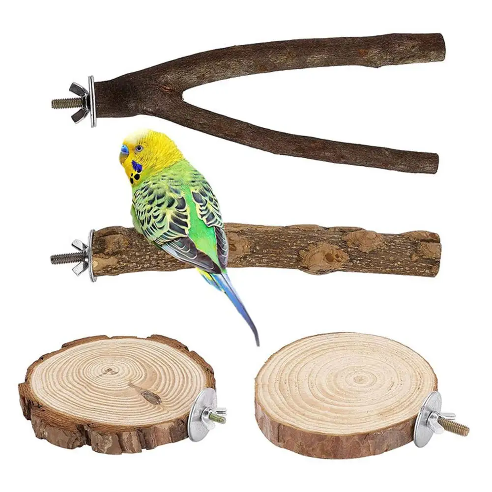 

4 Pcs Natural Wood Bird Perches Birdcage Stands Parrot Perch Stand Platform Cage Accessories Cockatiel Toys For Budgies Parakeet