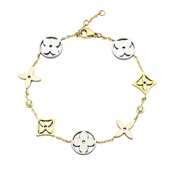 

Wholesale V intermediate color seven FLOWER BRACELET LADIES style intermediate color four leaf flower bracelet