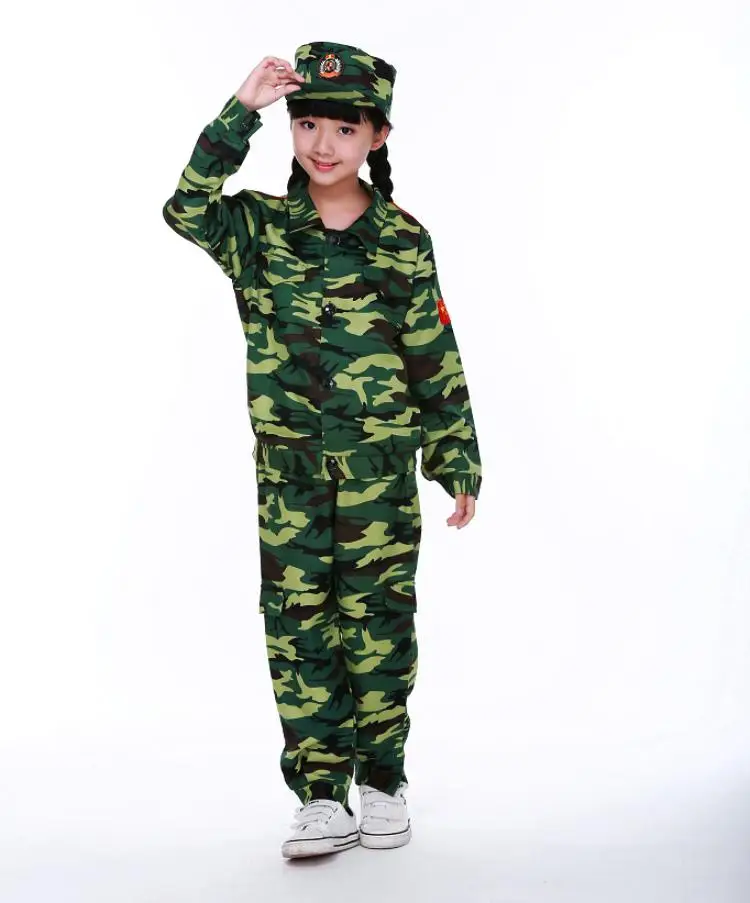 Детский боевой костюм солдата для мальчиков и девочек, военная форма, карнавальный костюм для детей, камуфляжный костюм для детей - Цвет: Girl Sets