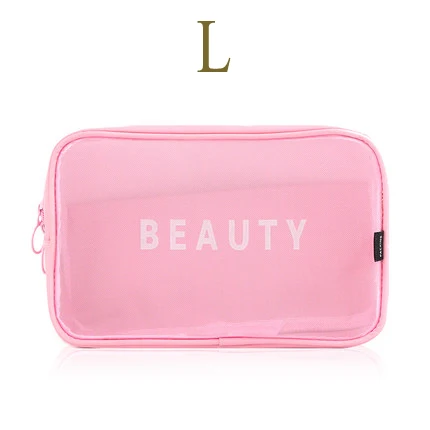 Дорожная косметичка, быстрая косметичка, органайзер, прозрачная косметичка, водонепроницаемая сумочка - Цвет: Pink L