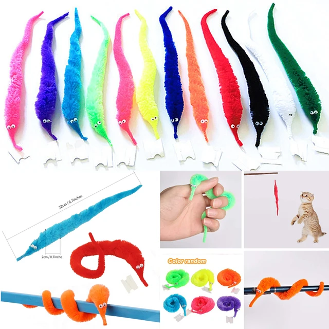 6/12/24pcs Fuzzy Worm Magic Toys Party Favors Twisty Worm On A String Christmas Halloween Wizard Strange Trick Toys Kids Gifts 1