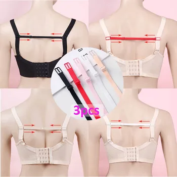 

1/ 3pcs Women Anti Slip Bra Strap Double-shoulder Back Hasp Holders Buckle Belt All Match Invisible Elastic Straps Bra Extender