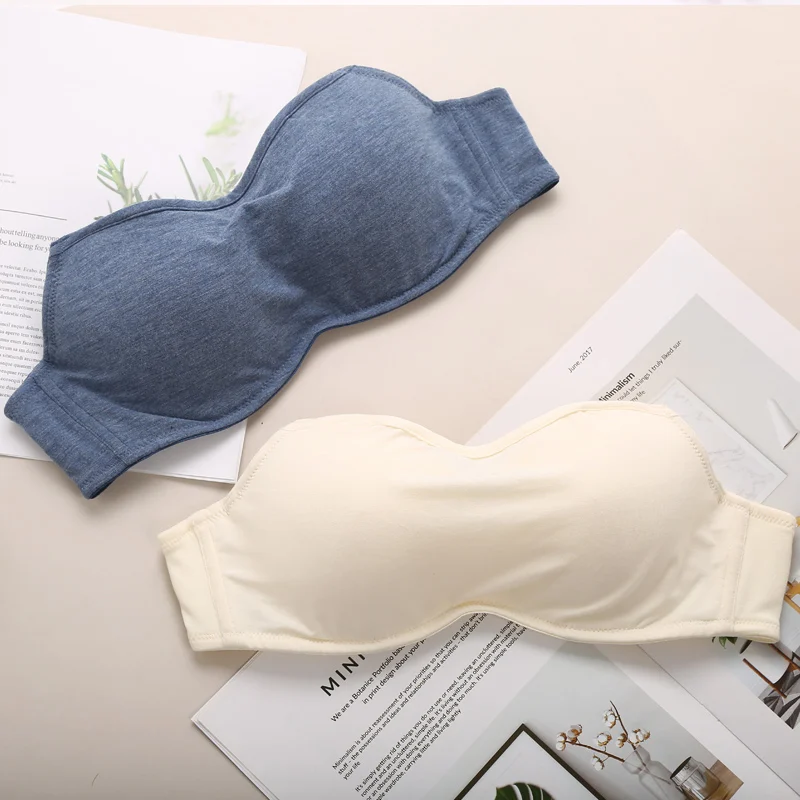 Fashion Summer Women Sexy Wrapped Chest Solid Color Prevent Exposed Straple Girls Traceless Underwear 7416