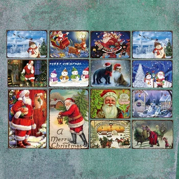 

Christmas Tin Sign Metal Plate Santa Claus Lecture Good Friends Father Mother Gift Sign Decoration Animal Happy Tin Signs