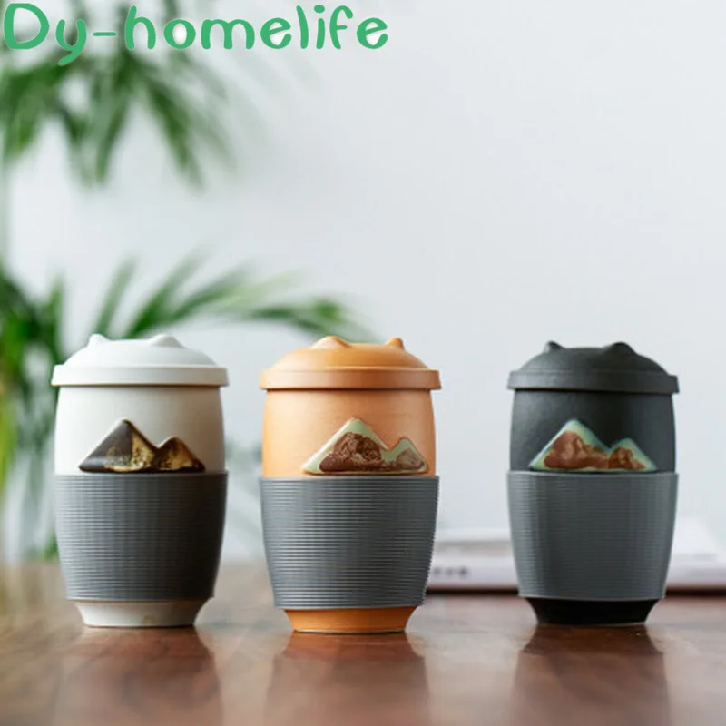 

Japanese-style Creative Landscape Teapot Cup with Tea Filter Insulation Ceramic Cup Gift Box Home Office Gift with Carrying Bag