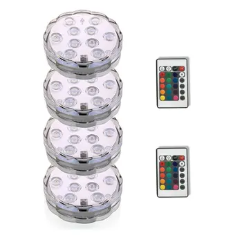 

10 Led Remote Controlled RGB Submersible Light Battery Operated Underwater Night Lamp Outdoor Vase Bowl Garden Party Decoration