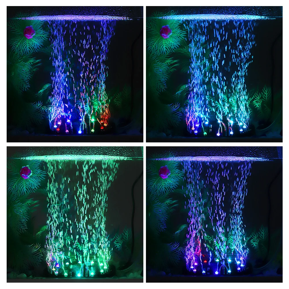 air stone aquarium colorful fish tank LED light aeration disc bubble light landscaping lamp LED underwater lamp aquarium Aquatic plants coral light fish aquarium accessories