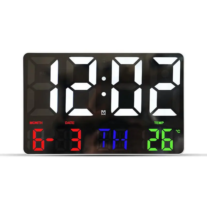 Remote Control  Large Digital Wall Clock Automatic Dimming Temp Date Power Off Memory Table Clock Wall-mounted LED Clocks 