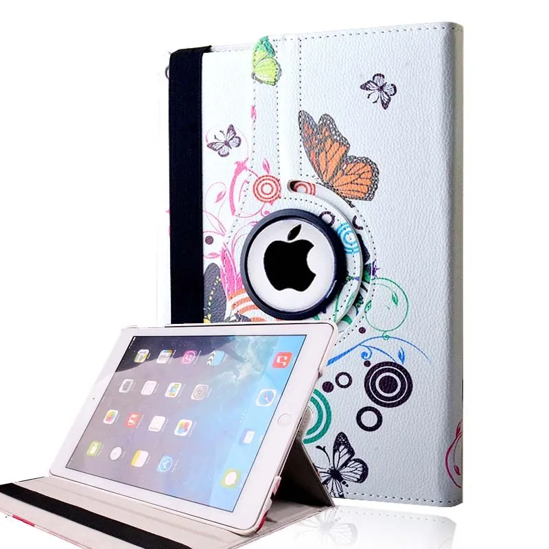 white butterfly KK& LL для iPad 2/3/4, многоцветные, умный чехол для планшета вращающийся 360 ° с автоматическим включением и отключением экрана Флип кожаный чехол - Цвет: white butterfly