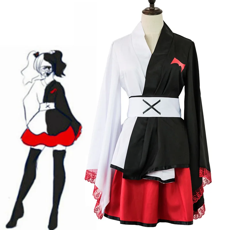Monokuma Cosplay Wig Danganronpa Woman's Cosplay Costume Kuma Jacket Skirt Suit Halloween Girl Anime Costume0 (2)