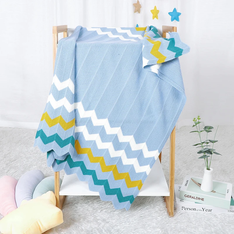 담요 패션 레인보우 줄무늬 격자 무늬 소년 유모차 랩 Swaddle 슈퍼 부드러운 침구 니트 퀼트