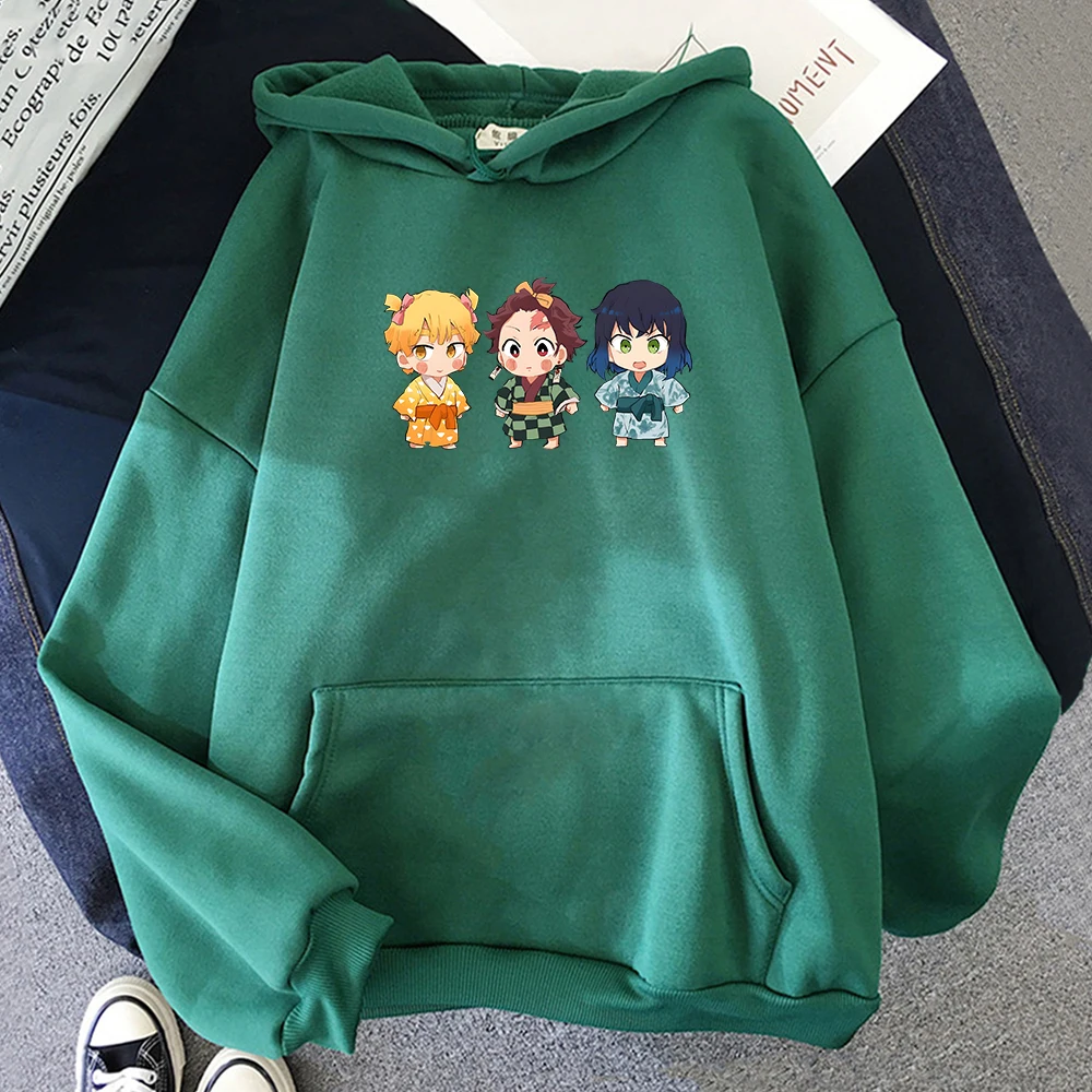 Demon Slayer Hoodie Women Fleece Sweatshirt Tanjirou Harajuku Men Anime Clothes Sudaderas Para Mujer Kawaii Female Cloth | Женская