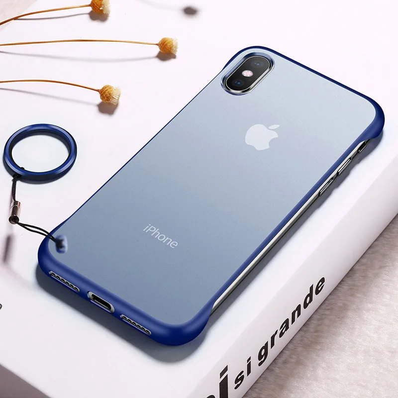 

Ultra Thin Matte Hard Case For iPhone X 6 6S 7 8 Plus Phone Bag Case For iPhone XS Max XS XR With Finger Ring back cover