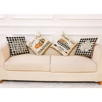 

Home Decor Cushion Cover Pumpkin Fall Pillowcase Sofa Throw Pillow Covers Happy New Year Gifts 2021 4Pcs