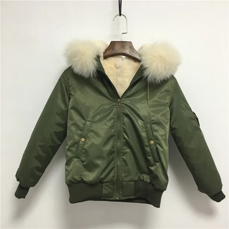 Army-Green/короткая куртка для мальчиков; белое пальто с воротником из натурального меха енота; теплая куртка с подкладкой из искусственного меха; большие размеры; - Цвет: Армейский зеленый