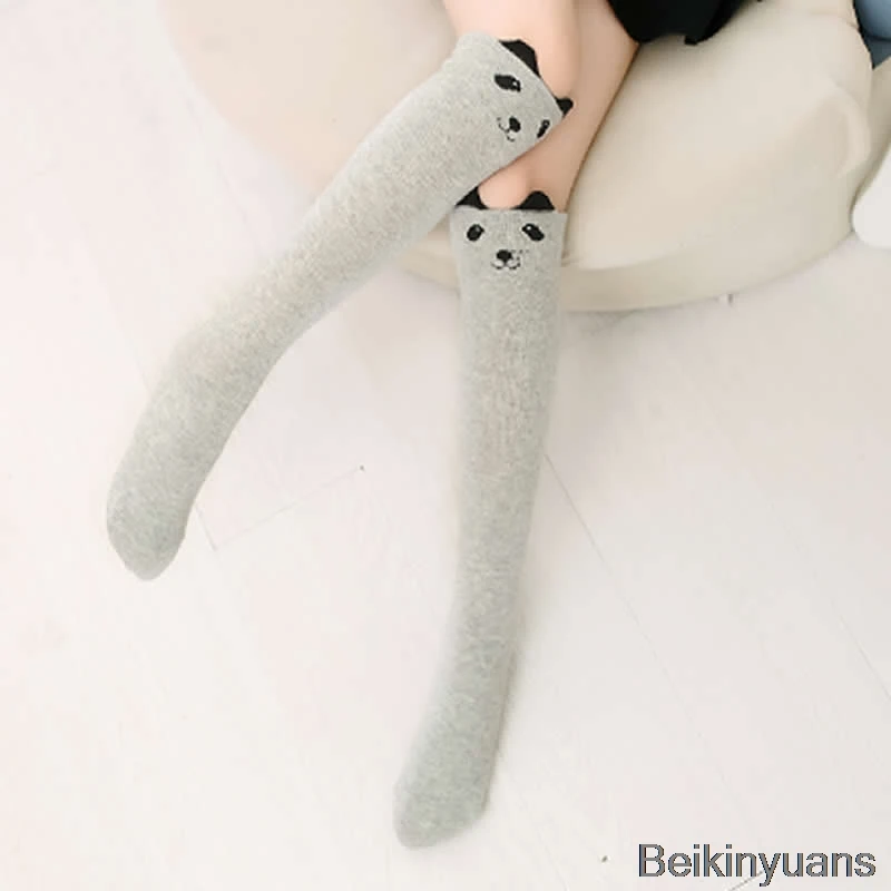 Gray bear Детские хлопковые колготки с объемным рисунком; Гольфы с объемными ушками кота; носки для малышей - Цвет: Gray bear