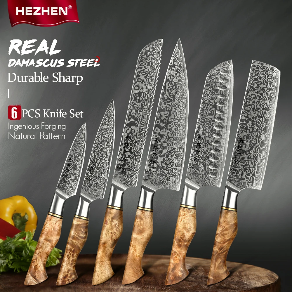 Santoku Chef Knife Set Steel Kitchen Knife Set Steel Bread Cook
