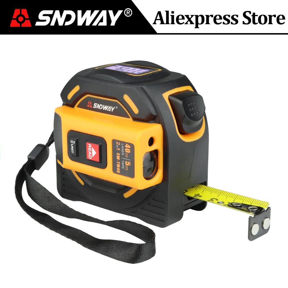SNDWAY taśma miernicza laserowa dalmierz 40M 60M dalmierz laserowy dalmierz Dgital linijka stalowa chowany 5m narzędzie do budowy SNDWAY taśma miernicza laserowa dalmierz 40M 60M dalmierz laserowy dalmierz Dgital linijka stalowa chowany 5m narzędzie do budowy