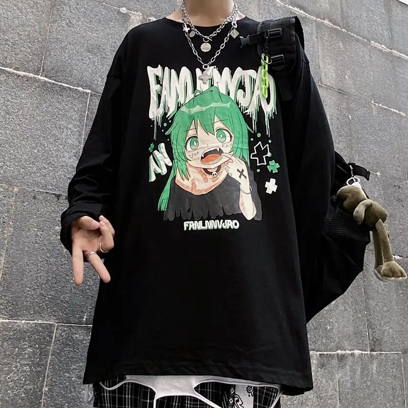 EMO Gothic Clothes Long Sleeve Plus Size T-shirts Women Punk Top Men Harajuku Grunge Clothes Hip Hop Streetwear Alt Aesthetic cute summer crop tops Tees